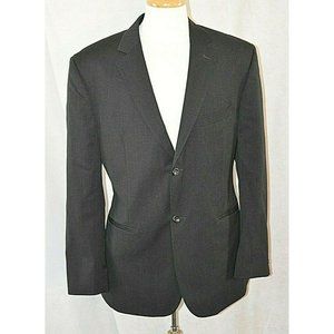 Pronto Uomo Black Solid Two Button Blazer Jacket Sport Coat sz 42R Wool